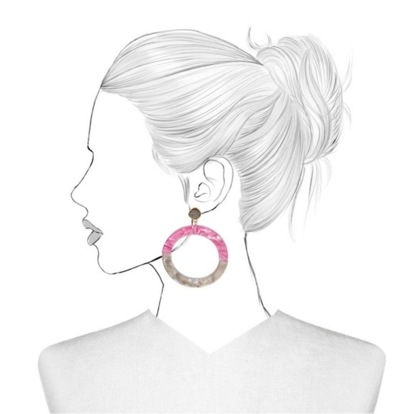 SUGARFIX Colorful Resin Hoop Earrings with Druzy - Picture 4 of 4